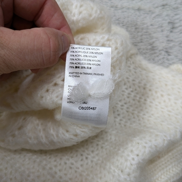Anthropologie Pilcro Sweater Women's M White Devenne Pointelle Knitted Pullover  - Picture 6 of 8